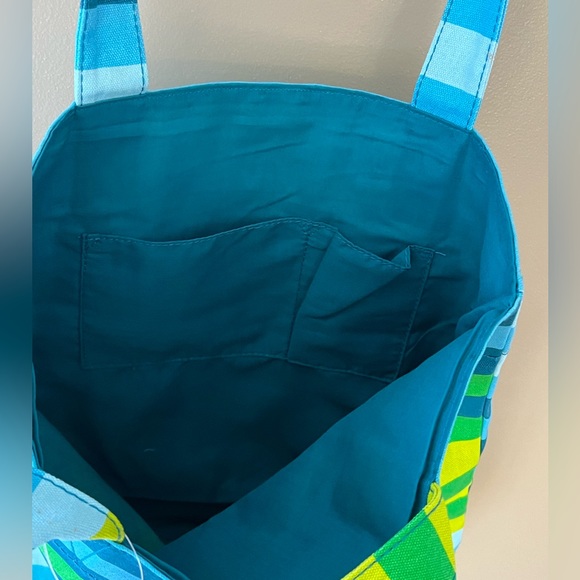 Striped Blue, Green and Yellow Tote Bag By Old Navy - Picture 9 of 13